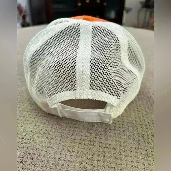 Whitetails Unlimited Men’s Orange/White Mesh Adjustable Strap Back Trucker Hat - Picture 4 of 6